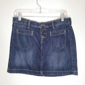 *NWT Old Navy Button Fly Blue Denim Jean Mini Skirt Y2K Grunge Rocker Coastal